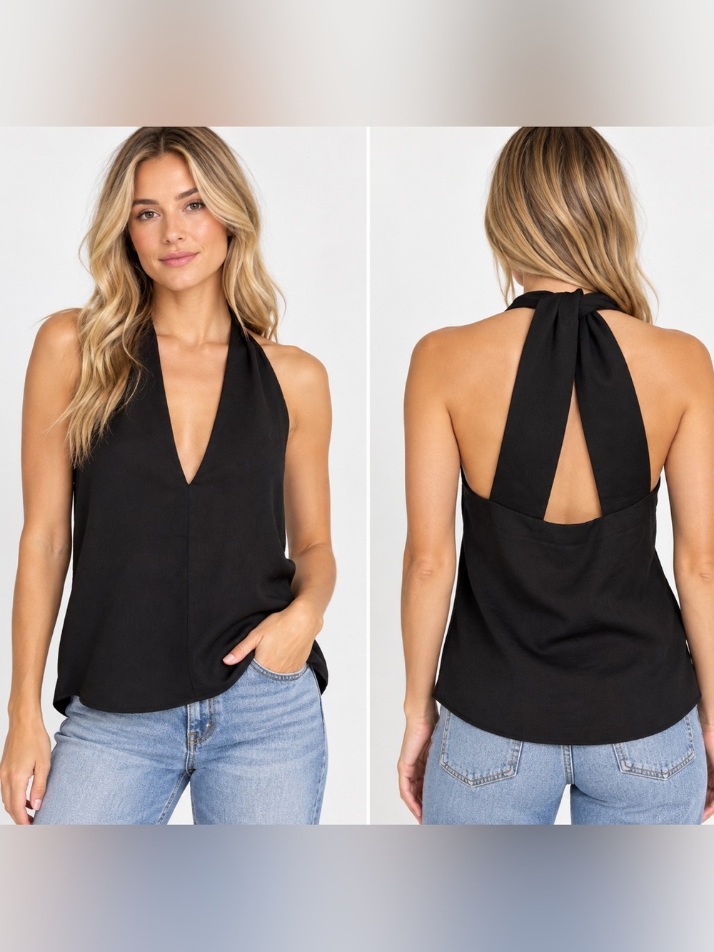 Express Black Halter Tie-Back Camisole